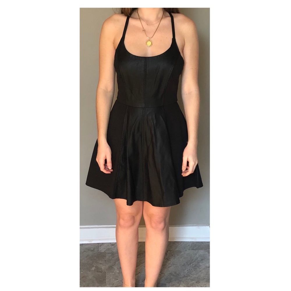 Black faux leather dress